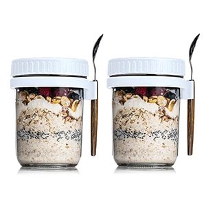 Xigugo Overnight 10 Oz Oat Jar Containers With Lid And Spoon