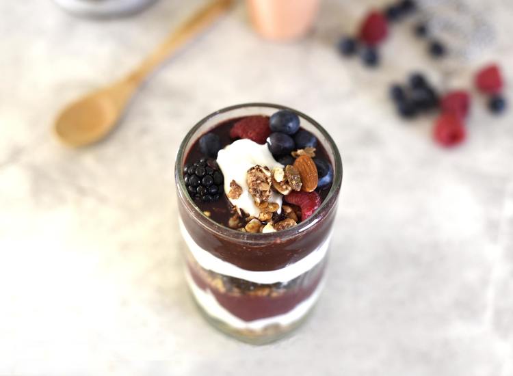 Mixed Berry and Nut Parfait with Jam
