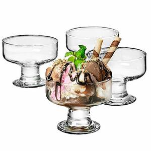 Crystalia Glass Ice Cream Bowl Set For Trifles, Parfaits, Sundaes And Nuts